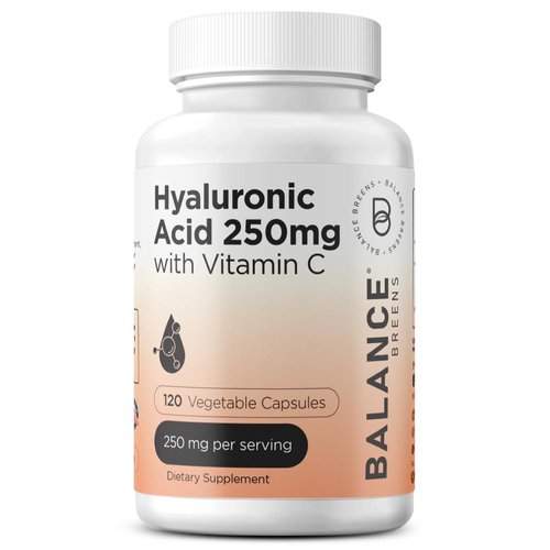 Pure Hyaluronic Acid Supplements 250mg with Vitamin C 50mg - 120 Vegan Capsules - Skin Hydration ...