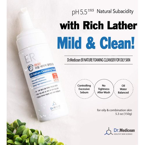 Dr.Medicean Nature Cleansing Foam Oily Skin - Acne Wash Facial Foaming Cleanser for Acne-Prone Combination Oily Skin, 5.3 Oz