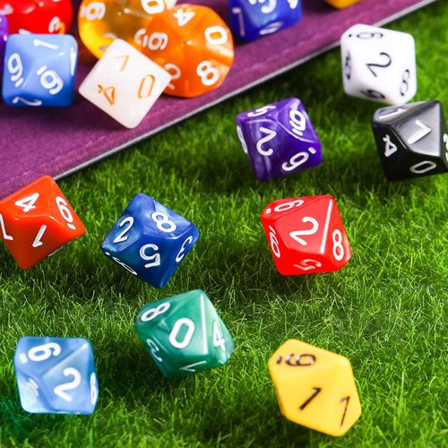 TecUnite 25 Pieces Polyhedral Dice Set with Black Pouch for Other Table Games with Random Multi Colored Assortment (Transparent Mixed Color,10 Sides)