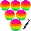 Lawei 6 Pack Rainbow Playground Balls, 8.5 Inch Soft Bouncy Ball Set for Kids and Adults, Colorful Rubber Balls with Hand Pump for Kickball, Dodgeball, Handball, Four Square Ball, Schoolyard Games