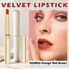 CAHIUYOA 2PCS Red Brown Matte Lipstick Set for Women Natural Velvet Matte Lipstick Moisturizing Long Lasting Lip Gloss Non-Stick Cup Lip Stick Makeup - 02 Orange Red Brown