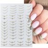 6 Sheets French Tip Nail Art Sticker for Nail Art 5D Luxury Lines French Nail Decals Self-Adhesive with Crystal Diamond Design Gold Silver Nail Stickers for Women Girls Acrylic Manicure Accessories