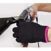 AFT90 Heat Resistant Glove for Hair Styling, Curling Iron, Flat Iron and Curling Wand, Black, Pink Edge, 1 Piece