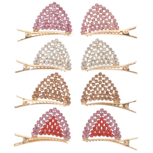 4 Pairs Rhinestone Cat Ears Hair Clips, Glitter Sparkly Ears Hairpins Crystal Alligator Barrettes...