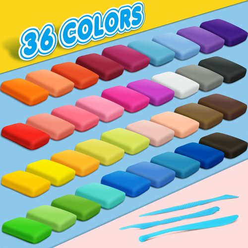 Air Dry Clay 36 Colors, Modeling Clay for Kids, DIY Molding Magic Clay, Gift for Kids Boys Girls