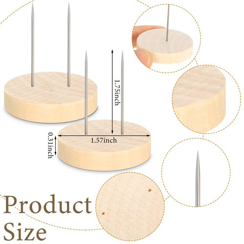 Threehoney 24 Pcs Crochet Doll Stand Wooden Knitted Doll Display Stand Double Steel Needle Doll Holder Felting Animal Doll Toy Wooden Base Support Action Figure Stand