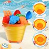 Sotodik Beach Toys Set for Kids, Collapsible Sand Bucket and Shovels Set with Watering Can,Mesh Bag, Ice Cream &Animal Sand Molds,Travel Beach Toys for Toddler Boys Girls Age 3 4 5 6 7 8+