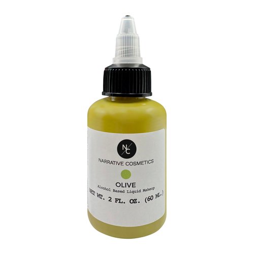 Narrative Cosmetics Flesh Tone Alcohol Airbrush Paints - 2 fl oz, Skin Safe, Quick Dry, Waterproof, Sweatproof, Transferproof Liquid Makeup for Tattoo Cover-Up, Bodypainting, FX Makeup - Olive