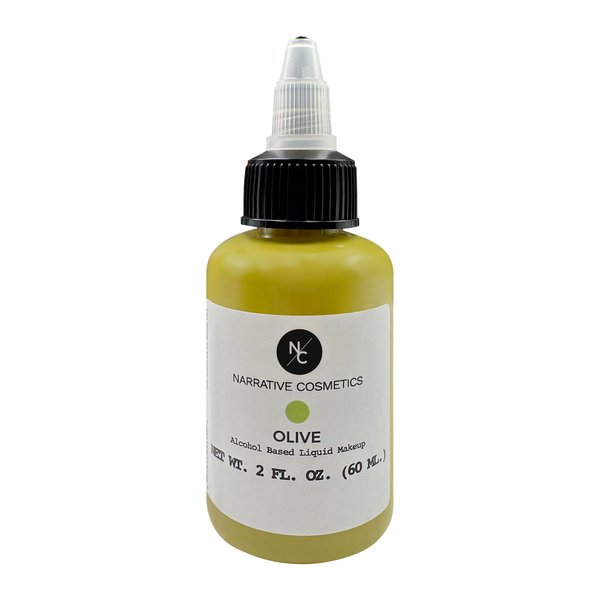 Narrative Cosmetics Flesh Tone Alcohol Airbrush Paints - 2 fl oz, Skin Safe, Quick Dry, Waterproof, Sweatproof, Transferproof Liquid Makeup for Tattoo Cover-Up, Bodypainting, FX Makeup - Olive