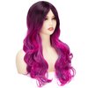 Long Curly Purple Ombre Wig for Women Rainbow Wigs Colorful Wigs Middle Part Wig for Halloween Costume Wig