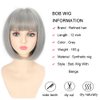 Refined Short Bob Wigs With Bangs 12 inch Straight Synthetic Cosplay Party Wig For Women Daily Use Colorful Hair Wigs (Grey, 12 Inch)