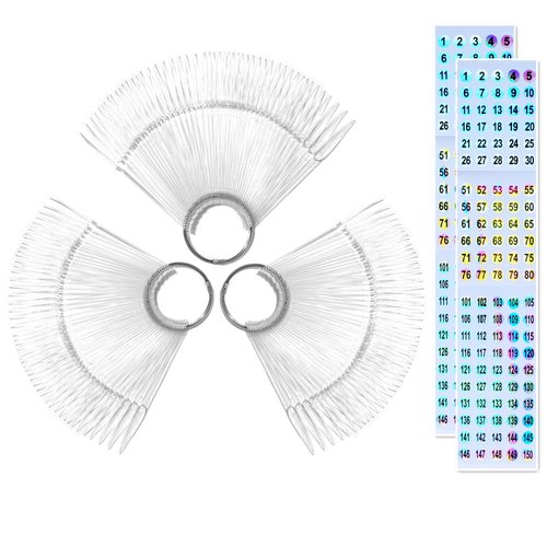 150pcs Nail Swatch Sticks with Number Stickers Nail Color Display Stiletto Tips Clear Nail Sample Sticks with Ring Practice Nail Tips Nail Supplies for Nail Techs Professional Nail Salon