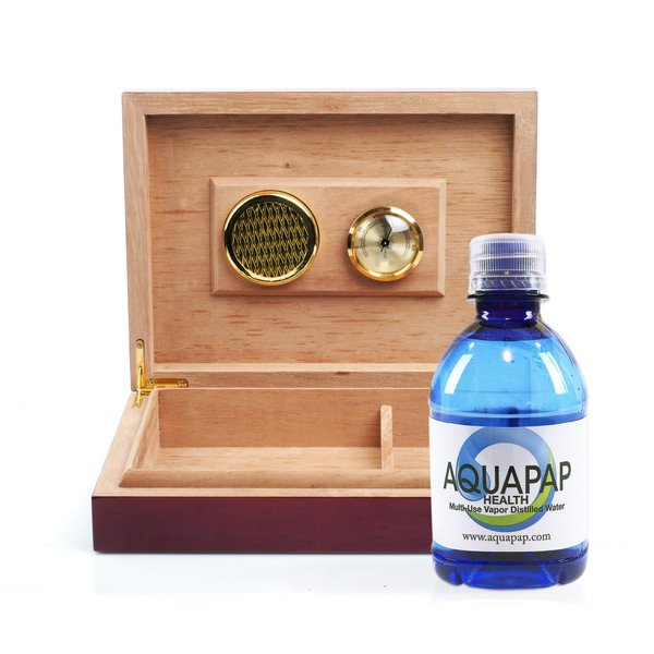 Aquapap Cigar Humidor Vapor Distilled Single Serve/Single Pour Water 2 Pack of 8oz Bottles (Humidor not Included)