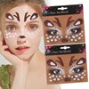 WRBAJIS Christmas Reindeer Face Tattoos Glitter Temporary Tattoo Cute Deer Fake Tattoos Eyes Face Gems Stickers for Women Girls Christmas Holiday Party Supplies 2Pcs