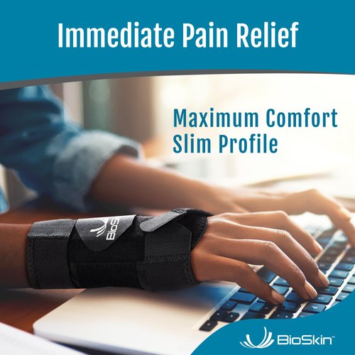 BIOSKIN Carpal Tunnel Wrist Brace, Adjustable Hand Brace For Arthritis Pain And Support, Tendonitis, Wrist Sprains, Night Wrist Sleep Support Brace, Wrist Splint, Wrist Support For Women And Men