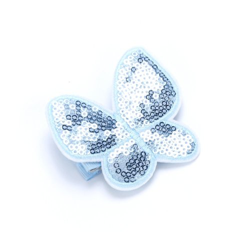Girls Sequin Butterfly Shape Hair Clip - Blue