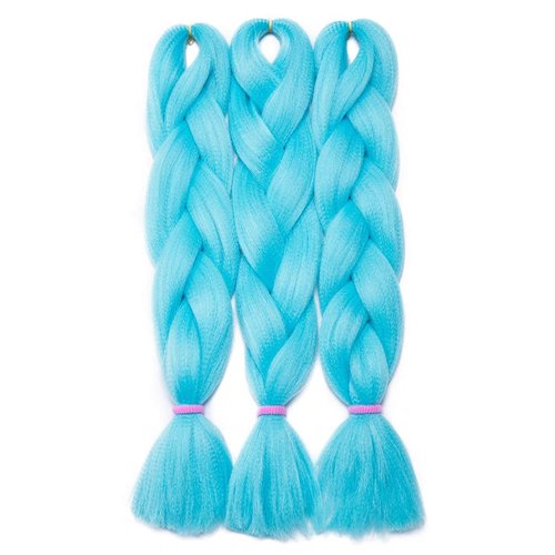 VOKEYLA Blue Braiding Hair Braid in Hair Extensions for Twist Braid 3 Pack Braiding Hair High Temperature Synthetic Fiber Light Blue Jumbo Braid for Women (Color:Azure Blue)