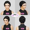INSTANT FAB Finger Wave Human Hair Wigs for Black Women Short Mommy Wig Curly Remi Human Hair Wig Pixie Cut Wigs Nuna Wigs Non Lace Front Wigs (NATURAL BLACK)
