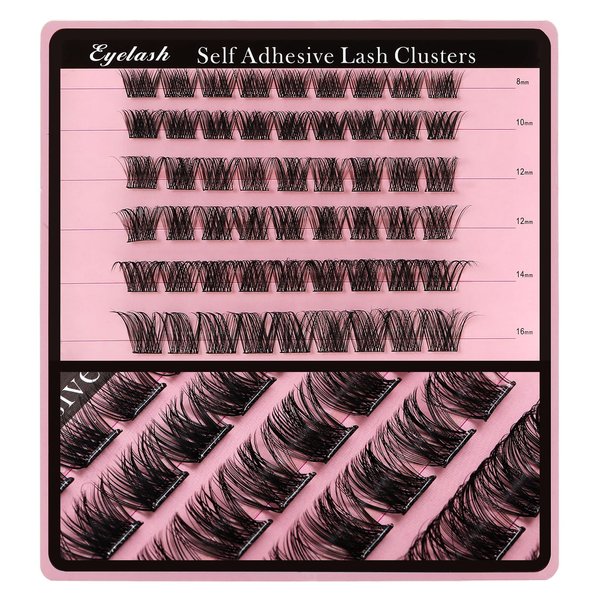 Perfect Key Faux Mink Eyelash Clusters Self Adhensive Fluffy Lash Clusters D Curl 8-16mm Natural Look Cluster Eyelashes No Glue Needed