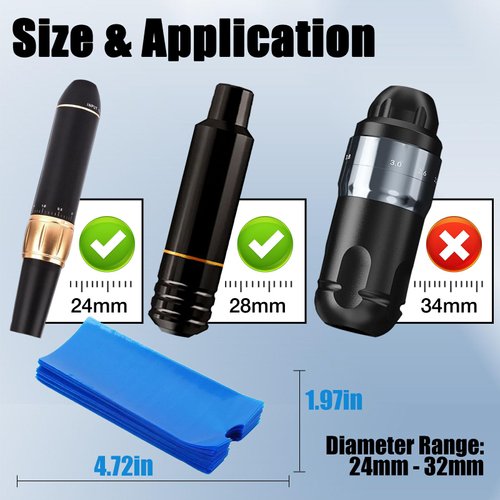 Tattoo Pen Bags - NAQASE 200pcs Tattoo Machine Pen Covers Tattoo Pen Sleeves Covers Wrap Tattoo Blue Tape