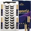 Magnetic Eyelashes with Eyeliner Kit, Magnetic Lashes and Eyeliner Kit with Applicator, Updated Most Natural Look,Strongest Hold,Waterproof, 10 Pairs Reusable False Lashes Easy to Use.
