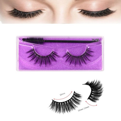 J.Fabrizio Eyelashes Makeup Natural 3D Dense Sexy False Lashes Soft Can Be Used Repeatedly False Eyelashes With Eyelash Brush Without Lash adhesive V-09 14mm