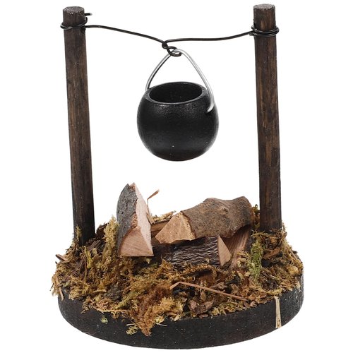Zerodeko Dollhouse Miniature Stove, Pretend Food Firewood Stove Miniature Hanging Stove Dollhouse Kitchen Food Decoration Fairy Gardens Camping Accessories