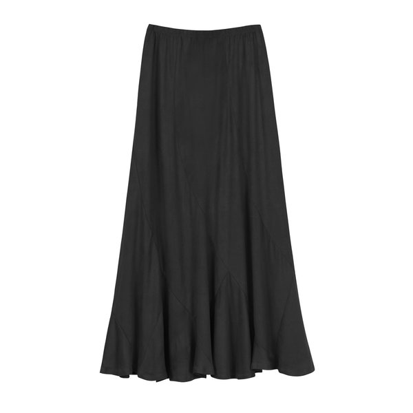 Urban CoCo Women's Vintage Elastic Waist A-Line Long Midi Skirt (XL, Black)