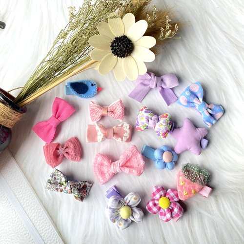 Hair Clips for Girls,15 Pcs Cute Bows Fabric Handmade Barrettes Hair Accessories for Women Baby Girl Toddler,Multicolor