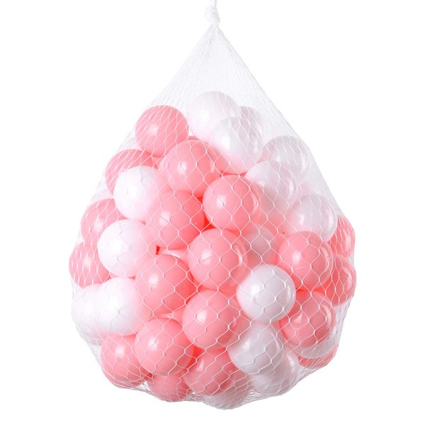 TRENDBOX 100 Pcs Colorful Ball Pit Balls Ocean Balls for Babies Kids Children Soft Ball Birthday Parties Events Playground Games Pool - Pink, White