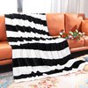 NTBAY Flannel Throw Blanket, Super Soft with Black and White Stripe (51"x68")