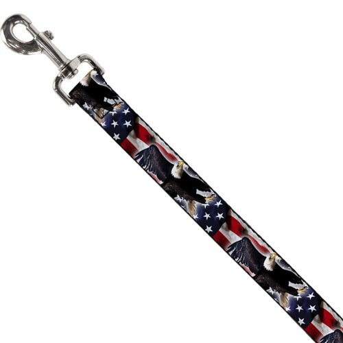 Dog Leash Flying Eagle American Flag 4 Feet Long 1.0 Inch Wide