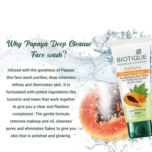 Biotique Papaya Deep Cleanse Face Wash For Visibly Glowing Skin All Skin Types, 150ml