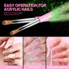 Saviland Kolinsky Acrylic Nail Brush Set: Size 6/8/12/14 Professional Acrylic Nail Brushes for Acrylic Application, Glows in The Dark Acrylic Powder Brushes for Nail Art Extension 3D Carving Home DIY