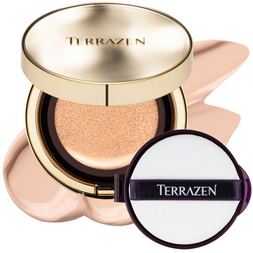 Terrazen Korean Face Cushion Foundation Finish Glass Perfect Skin Long Lasting Medium High Coverage Semi Matte, 0.51 fl oz (Bright Beige, 1)