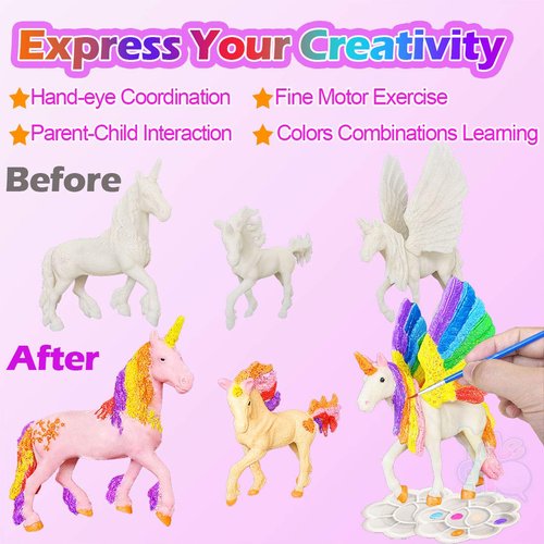 Yileqi Unicorn Painting Kit - Paint Craft for Girls, Arts and Crafts for Kids Age 4-9 - DIY Unicorn Party Favors and Activities