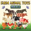 Bedwina Farm Animal Toys - Pack of 12 - Plastic Farm Animals for Kids, Realistic 3-5 Inch Ranch / Barnyard Animal Toy Figures Styles Include Sheep, Horse, Goat, Duck, Chicken, Turkey, Cow, Pig