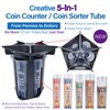 Byteen8 Coin Counter Coin Sorter Tube｜Creative 5-in-1 Change Sorter Coin Organizer｜Change Counter Machine Coin Roller｜Coin Bank Holder Coin Wrappers｜Super Easy to Use & Accurate｜Great Gift for Kids