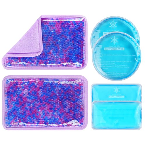 Ice Packs for Injuries Reusable, 6 Pack Hot and Cold Pack Reusable Ice Packs with Cloth Backing, Gel Bead Ice Pack, Instant Pain Relief Cold Compress for Wisdom Teeth Muscle First Aid