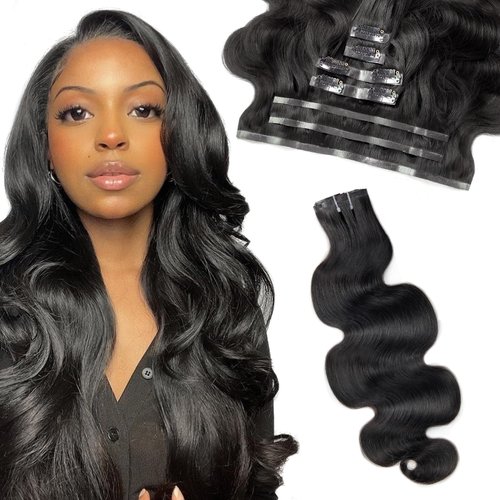 FBLhair 14 inch Body Wave Clip in Hair Extensions Human Hair 110g 7pcs Seamless Clip in Hair Extensions Human Hair Pu Invisible Real Human Hair Extensions Clip Ins #1B Natural Black