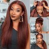 Auburn Bundles Human Hair Color 33 Yaki Straight Human Hair Bundles 20 22 24 inch Double Weft Copper Red Bundles Extensions Double Weft Wet and Wavy Bundles Silky and Soft for Black Women