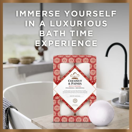 Nubian Heritage Bath Bombs Coconut and Papaya Renewing Bath and Body Products 1.6 oz 6 Count