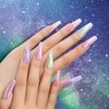 RARJSM Aurora Cat Eye Gel Nail Polish Set 6 Colors Velvet Silver Glitter Purple Pink Green Champagne Galaxy Star Cloud Ice Gel Polish with Magnet Stick UV LED Curing Requires Soak Off Home Salon