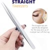 SIVOTE Eyelash Tweezers, 2-Pack, Hand Calibrated Straight and Curved Tips, Stainless Steel Lash Tweezers for Eyelash Extensions, Matte Silver