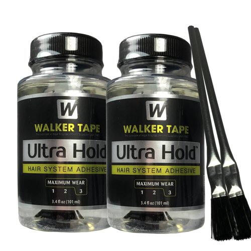 2pcs Ultra Hold Hair System Adhesive 3.4oz w/ 2pcs Brush Applicator Bundle Pack | Waterproof Invi...