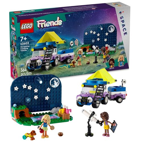 LEGO Friends Stargazing Camping Vehicle Adventure Toy, Includes 2 Mini-Dolls, Camping Trailer, Telescope Toy, and a Dog Figure, Science Toy Gift Idea for Girls, Boys and Kids Ages 7 and Up, 42603
