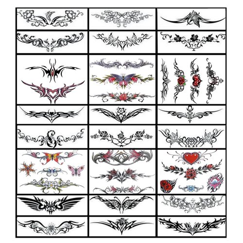 24 Sheets Temporary Tattoo for Women Sexy Tattoos Kit Abdomen Waist and Back Waterproof Tattoo Stickers Women Ideal Bachelorette Party Tattoos Apply Fake Tattoo for Women and Girl
