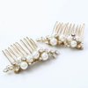 Asooll Gold Wedding Pearl Hair Comb Bride Crystal Headpiece Bridal Rhinestone Hair Clip Hair Accessories for Women and Girls (Set of 2) (A-Gold)