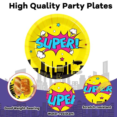 60 Pcs Super Theme Hero Party Plates for Super Theme Hero Birthday Party Decorations 9in Super Theme Hero Party Paper Plates Disposable Super Theme Hero Party Plates for Hero Birthday Party Supplies
