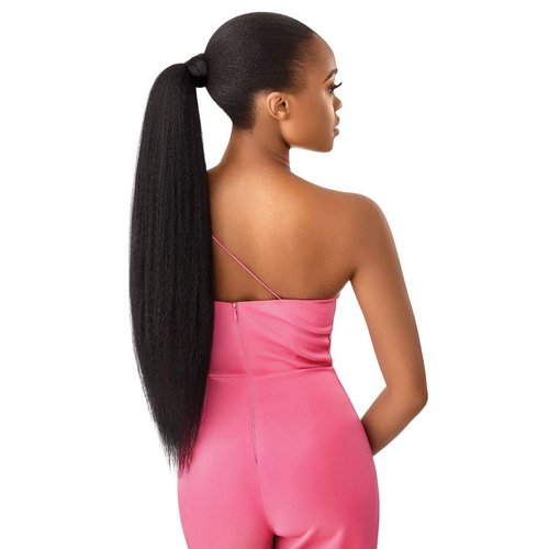 Outre PRETTY QUICK Premium Heat Resistant Synthetic Salon Style Wrap Ponytail Bulk-Free Quick Easy Styling Lightweight Soft Feel & Natural Luster - JUMBO KINKY STRAIGHT 24" (1B)